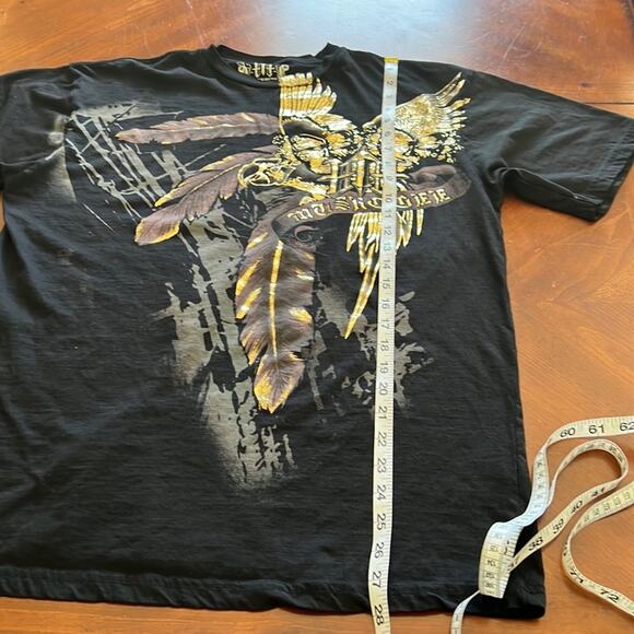 Muskogee Mens Large Black Metallic Graphic Print Tee Shirt - Picture 7 of 7